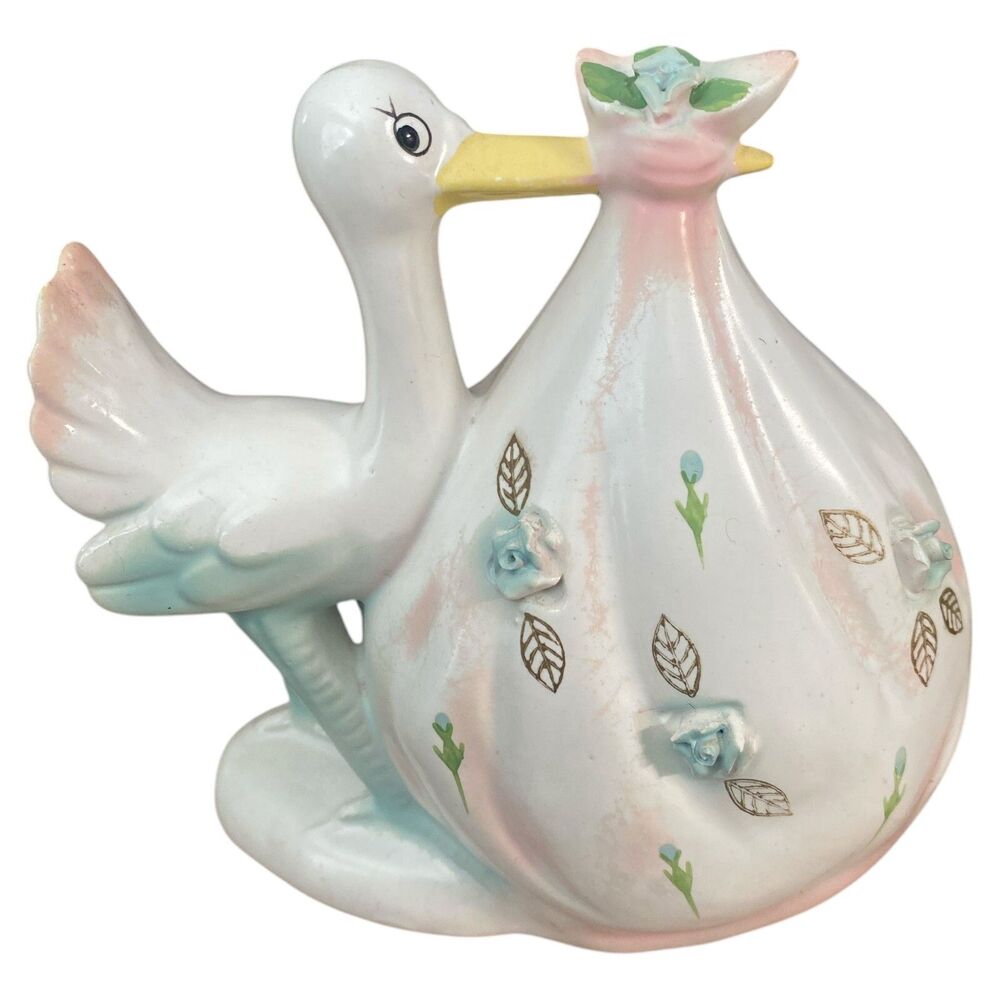 Vintage Rubens Originals Stork Planter #648 Baby Nursery Decor Japan 1950s